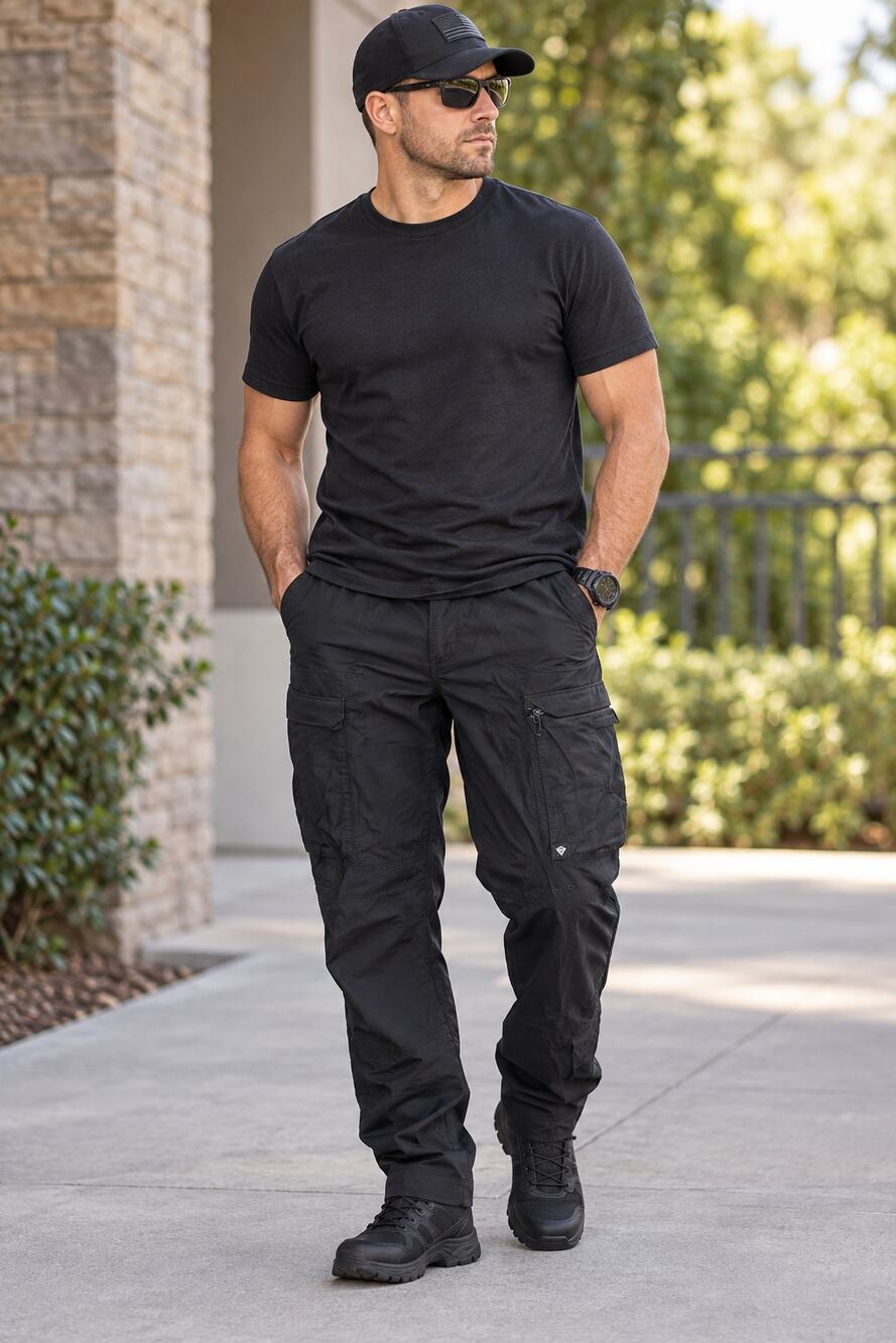 First Tactical Men’s Black Cargo Tactical Pants Cordura Reinforced Size 32